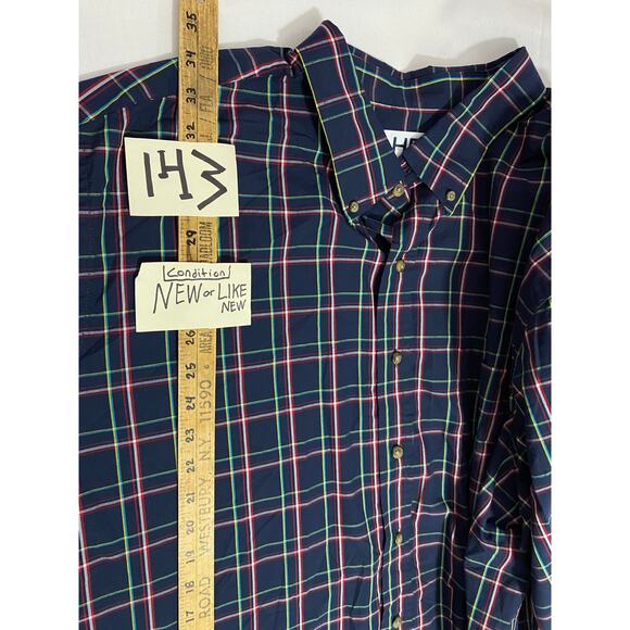 Harbor Bay Shirt Mens 2XLT Tall XXL Blue green Plaid Long Sleeve Button Down - Picture 4 of 7